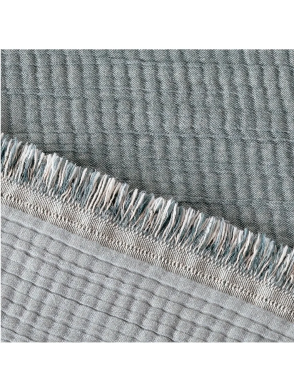 NWT King + Reversible Textured Cotton Chambray Coverlet Dark Teal Blue Casaluna